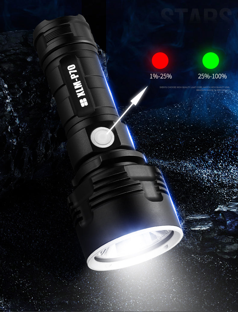 Rechargeable, Super Powerful 5000mAh LED Flashlight - Water-Resistant